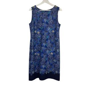 Talbots Navy Floral Sleeveless Dress size Small